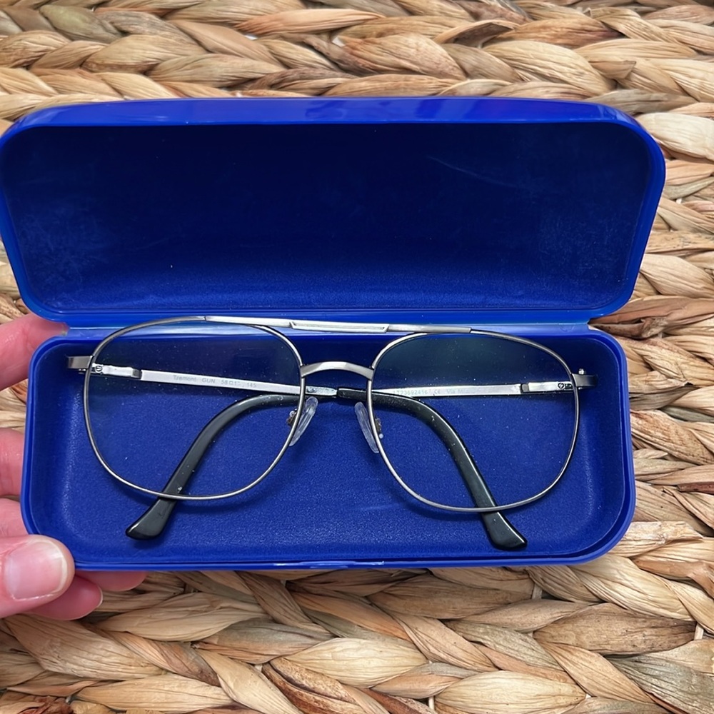VIA MILANO Aviator Silver Men's Glasses & Blue Case